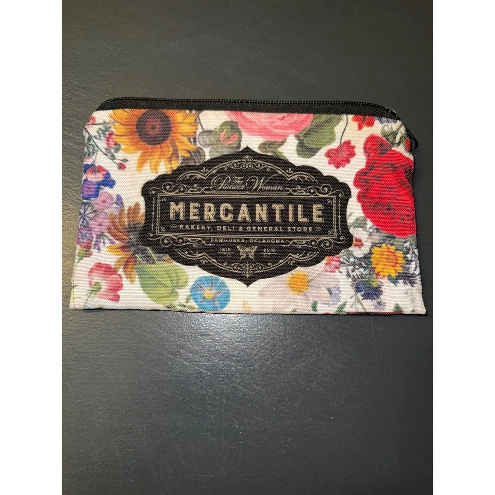 Pioneer Woman Mercantile Floral Canvas Zipper Pouch Pawhuska Oklahoma Makeup Bag